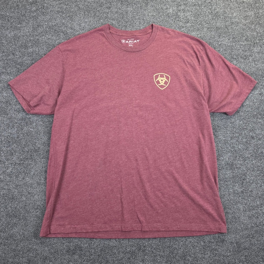 Ariat Aztec Graphic Logo T-Shirt Men's XXL Burgundy Heather Short Sleeve Tee